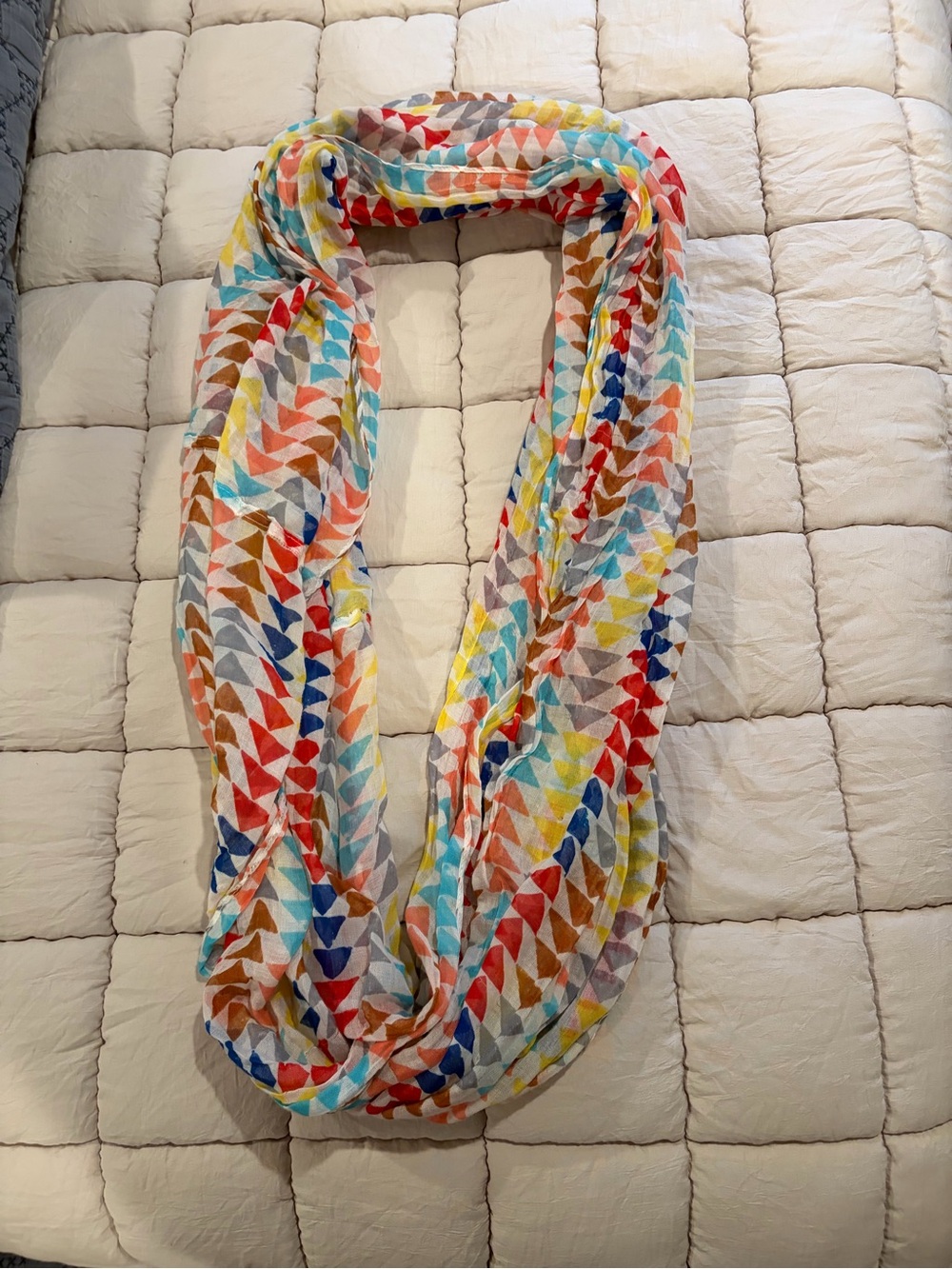 Multicolor Geometric Print Infinity Scarf - Picture 2 of 5